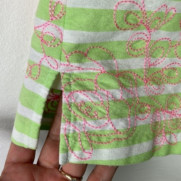 Lady Hagen Golf Skort Women's 10 Green Striped + Pink Embroidery Skirt + Shorts - Picture 8 of 16